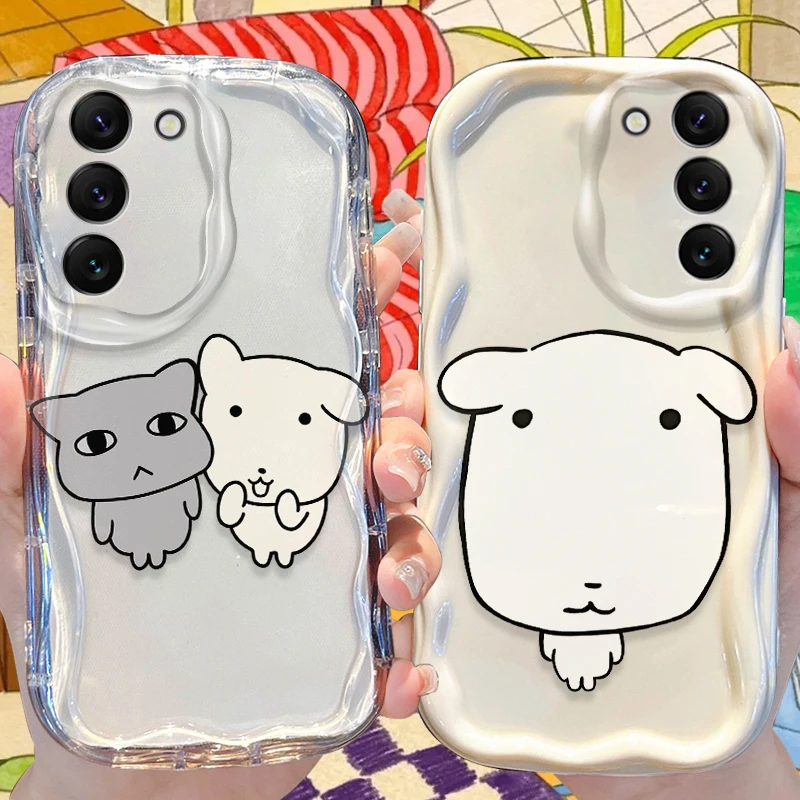 Chubby White Dog Face Case for Samsung Galaxy A50 A50S A37 A36 A35 A34 A32 A26 A25 A24 4G A23 A21S A20S A17 A16 A15 A12 5G Cover