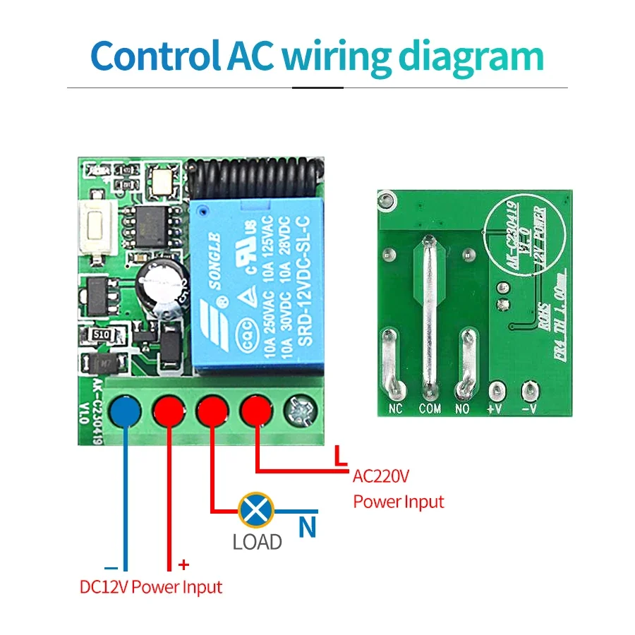 Interruttore di telecomando universale per cancello DC 12V RF 433 Mhz Chiedi codice Relè ricevitore Mini modulo fai da te per porta del garage