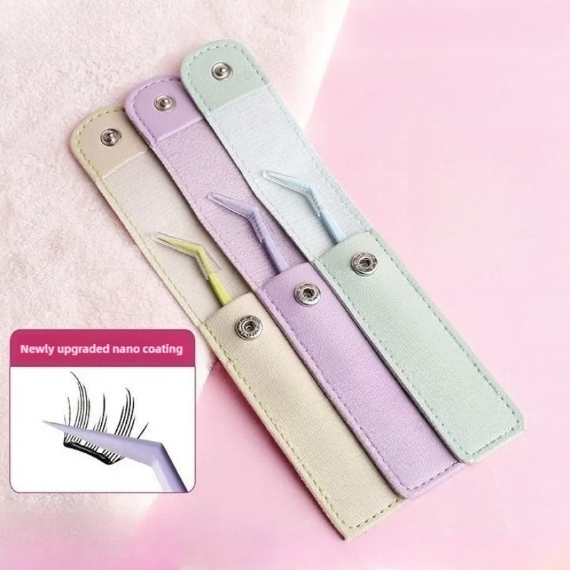 Pinça de cílios de alta qualidade, aço inoxidável, isolamento de precisão, pinça de extensão de cílios, novo estilo, design de ranhura antiderrapante