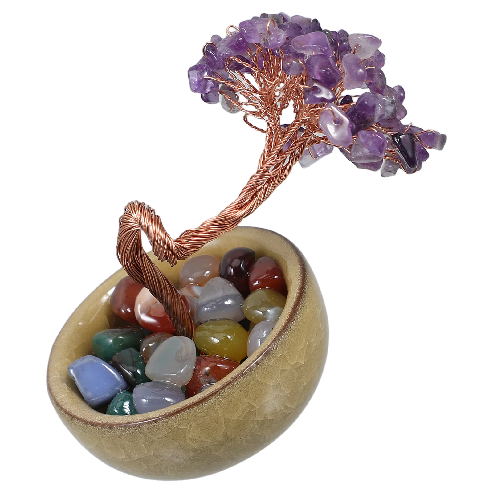 

s Amethyst Crystal Tree Artificial Desk Accessories for Home Office Decor Bonsai Table naments Room Decorations