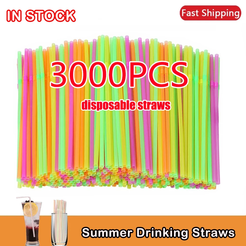 50/3000PC Colorful Black Drinking Straws Party Rietjes Kunststof plastique Beverage Straw Wholesale Milk Tea Kitchen Accessory