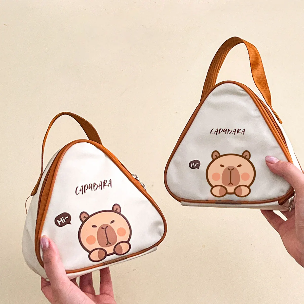WORTHBUY Mini Capybara Thermal Lunch Bag Portable Insulated Picnic Bag Oil Proof & Waterproof Lunch Box Bag Reusable Cooler Bag