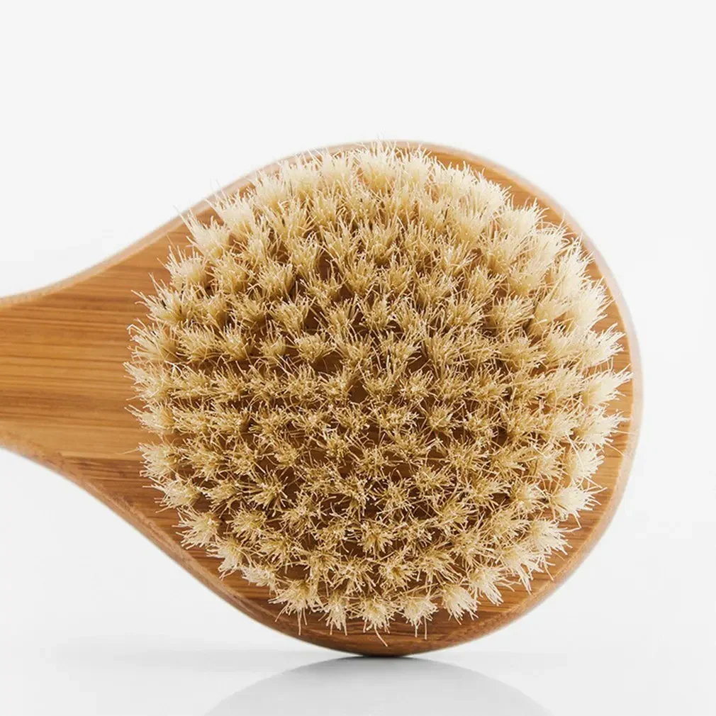 33CM Long Natural Wooden Handle Bathing Bristle Brush Body and Back Scrubber Massager Shower Brush Skin Spa For Shower Cleaning