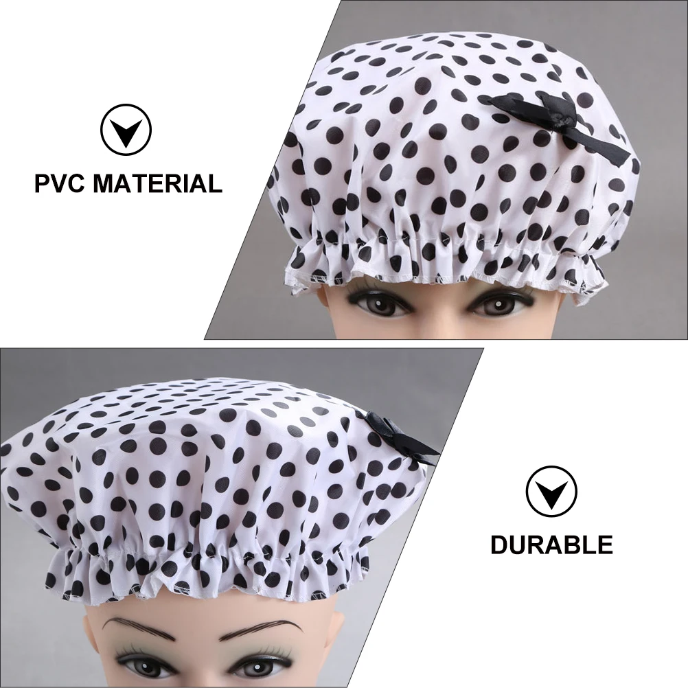 

2pcs Waterproof Bath Hats Dot Shower Caps For Women Elastic Pvc Hair Caps Foldable Lightweight Travel Use 123Characters