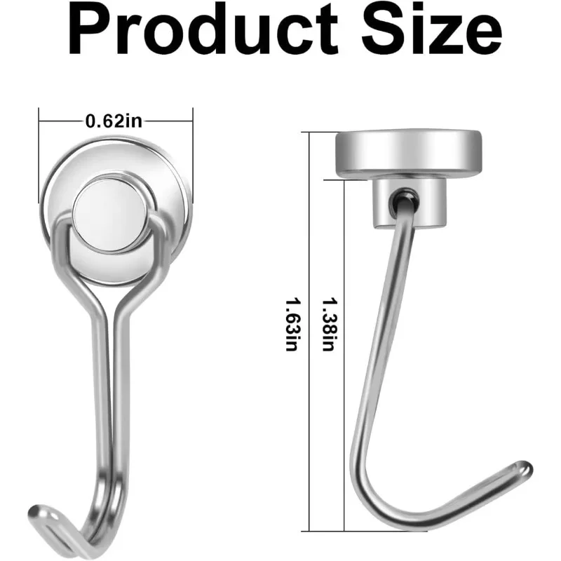 Heavy Duty Neodymium Magnetic Hooks Swivel Design for Home Kitchen Hanging Extra Strong Rare Earth Magnets