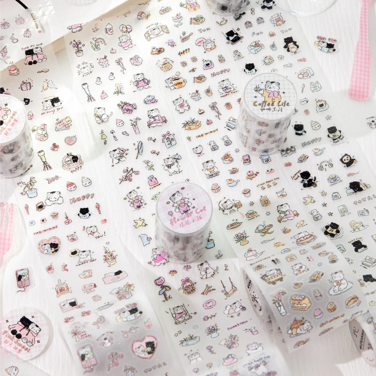 TIANZI Cute Die-cutting Tape Decoration Adhesive Planner Handbook DIY Scrapbooking Journal Collage Japanese Stationery Stickers