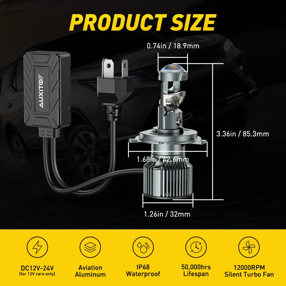 2Pcs AUXITO Canbus H4 LED Projector Lens Headlight High Low Light 6500K 4300K High Power For Car Motorcycles Turbo Auto Bulb 12V