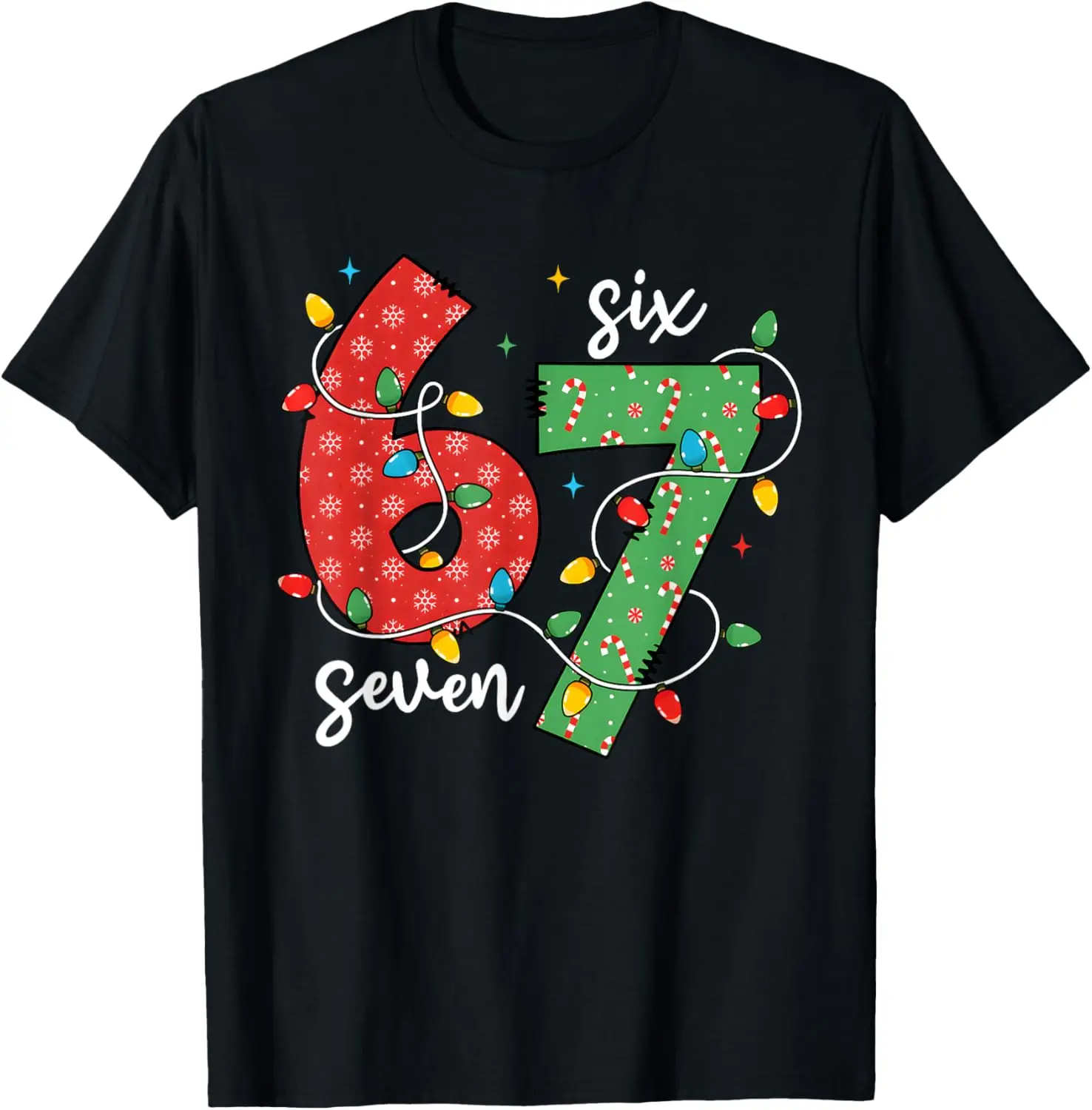 Funny Six Seven 67 Christmas Holiday Men Women Kids Xmas T-Shirt Summer Short-Sleeved Breathable Sweat-Wicking Versatile Fashion