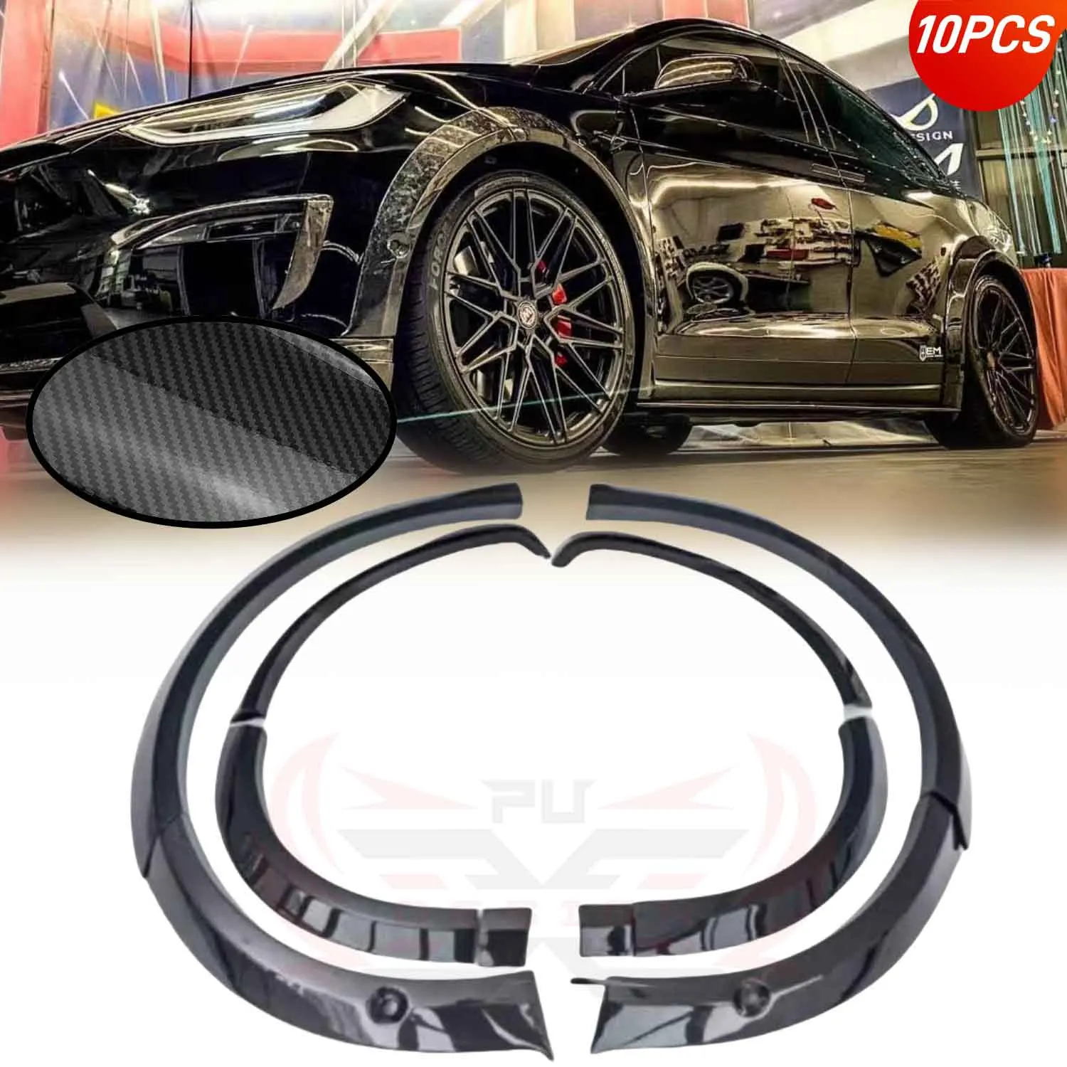 

10 шт., карбоновое колесо автомобиля, арка для бровей, отделка губ, расширители крыльев, защита для Tesla Model X, клетчатые внешние детали, автомобильные аксессуары
