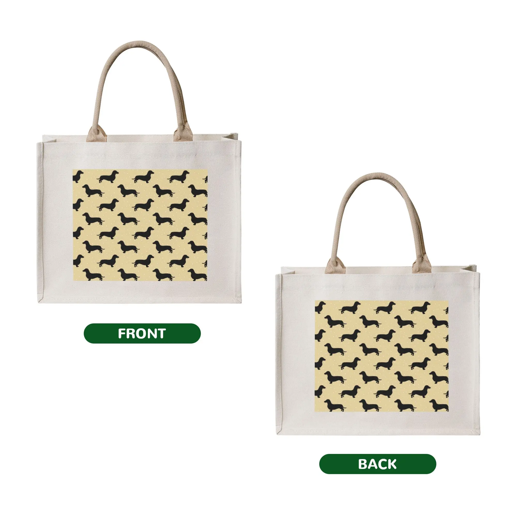 Cute Short Hair Dachshund Cream Pattern Sausage Dog Wiener Shopping Tote Bags Portable  Grocery Shoulder Shopper Bag
