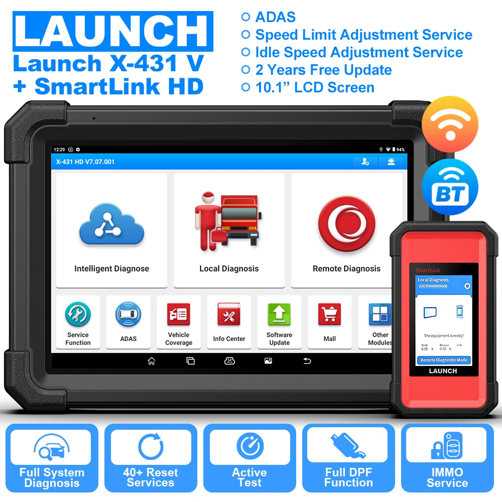 LAUNCH X431 OBD2 Scanner V+ SmartLink HD All System Heavy Duty Trcuk Diagnostic Scan Tool Diesel Bidirectional Code Reader