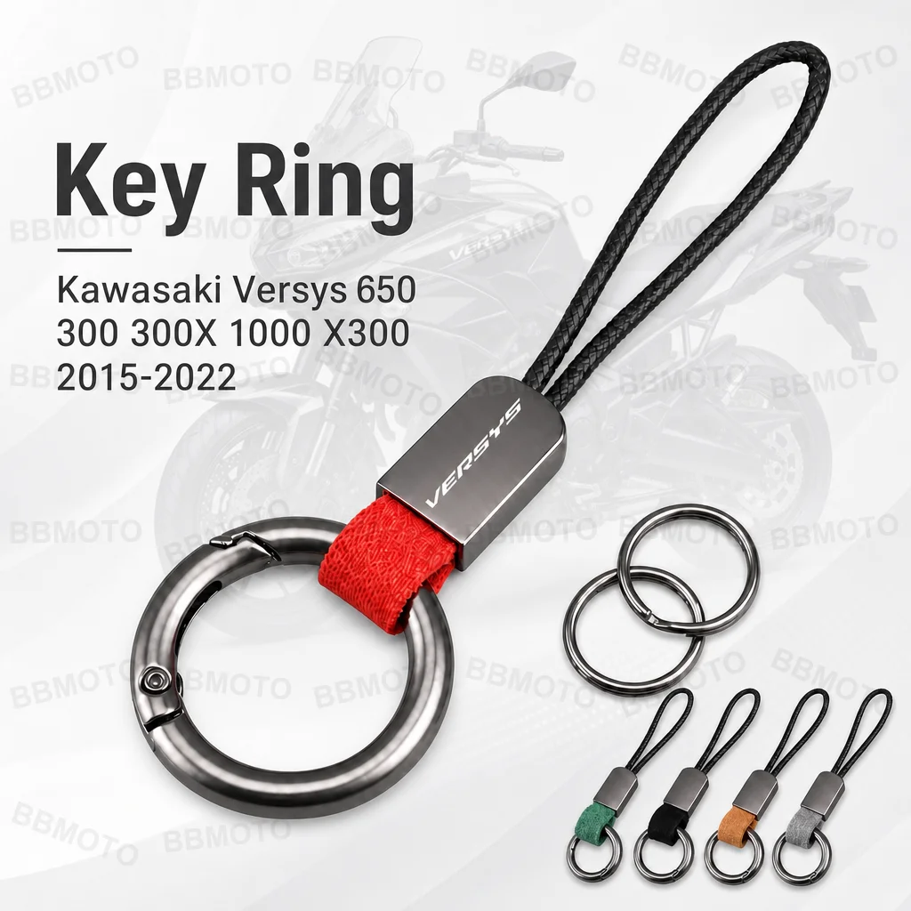 Porta llaves universal de microfibra con cuerda encerada de piel de vaca para motocicleta Kawasaki Versys 650 300 300X 1000 X300 2015-2022