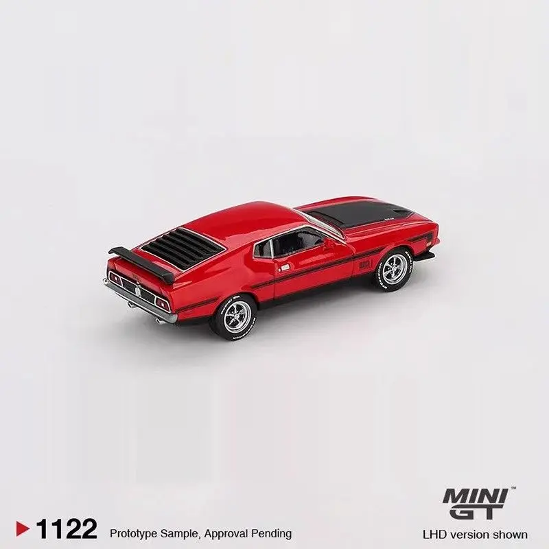 MINI GT 1:64 Ford Mustang Mach1 1971 نموذج سيارة مصنوع من خليط معدني أحمر 1122