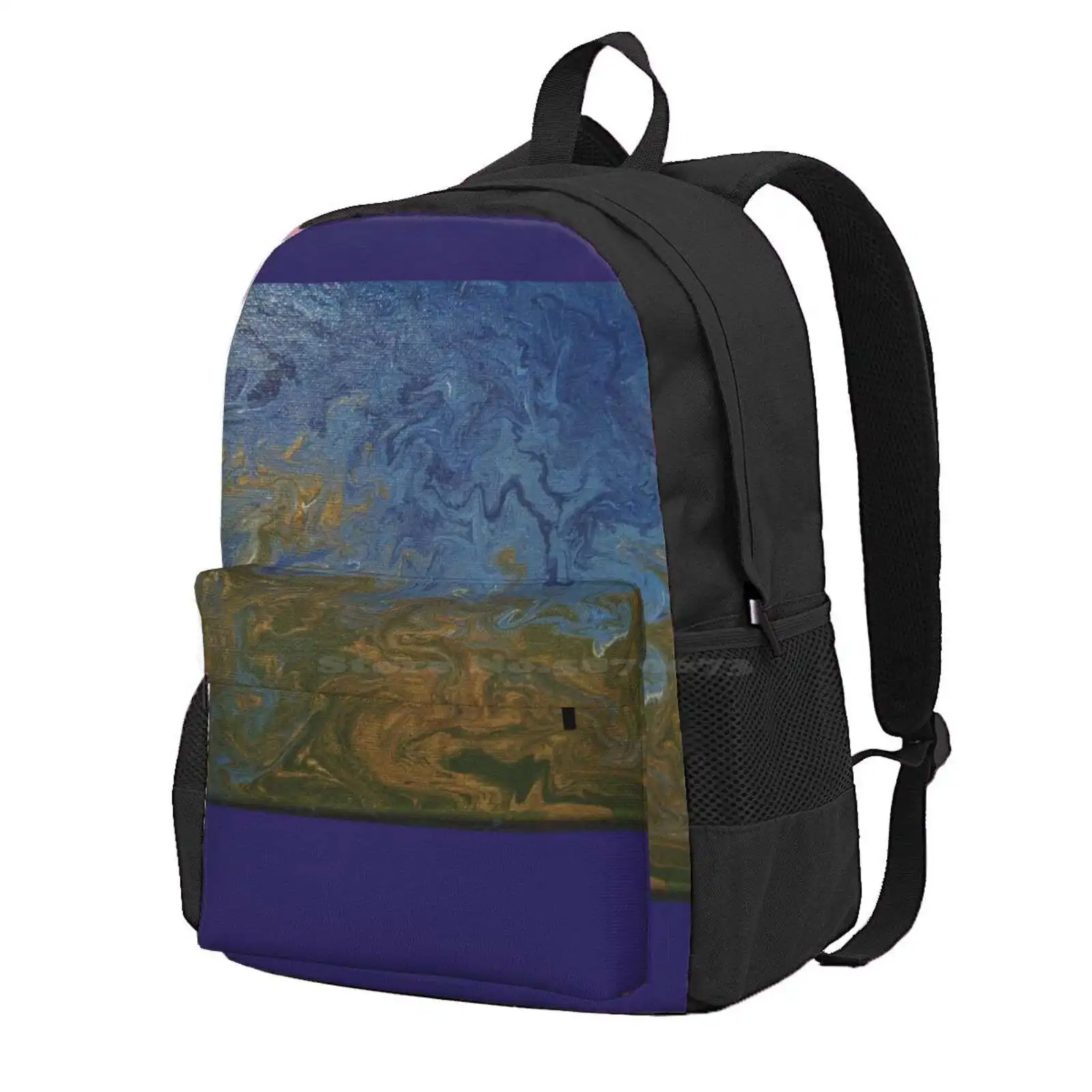 Planet Earth Hot Sale Schoolbag Backpack Fashion Bags Earth Space Fluid Art Paint Pour Acrylic Planet