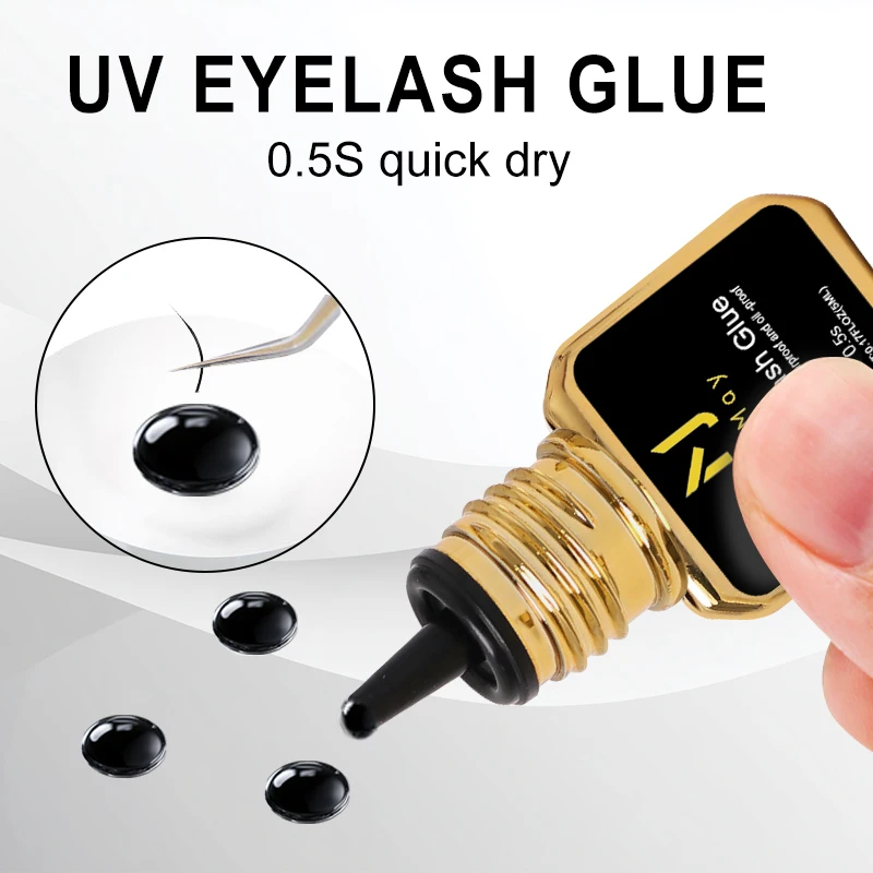 JOMAY 5 ml Wimpernkleber 0,5 S für Wimpernverlängerung, UV-Kleber, langanhaltende Retention, 75 Tage UV-Schwarzkleber für Wimpernverlängerung