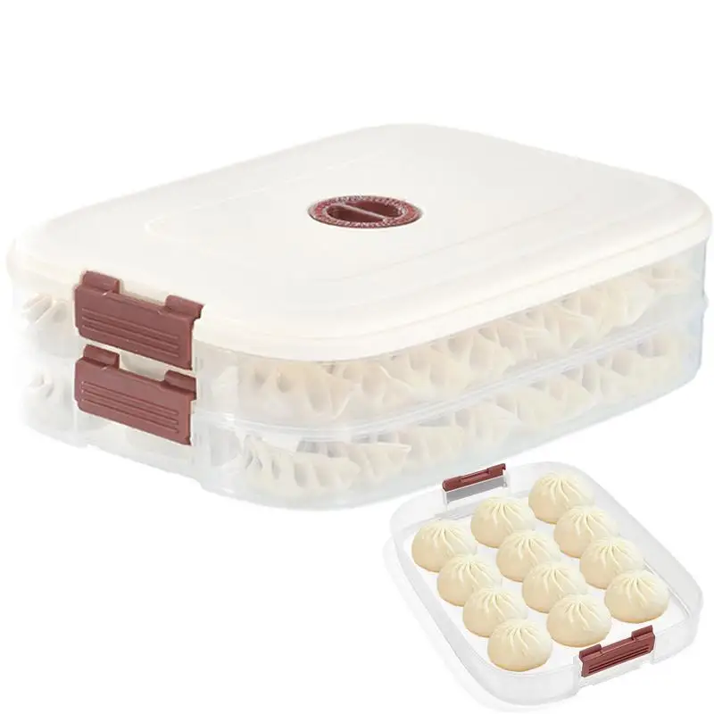 

Portable Dumpling Keeper Transparent Food Containers Dumpling Storage Box Reusable Refrigerator Organizer With Non-Slip Bottom