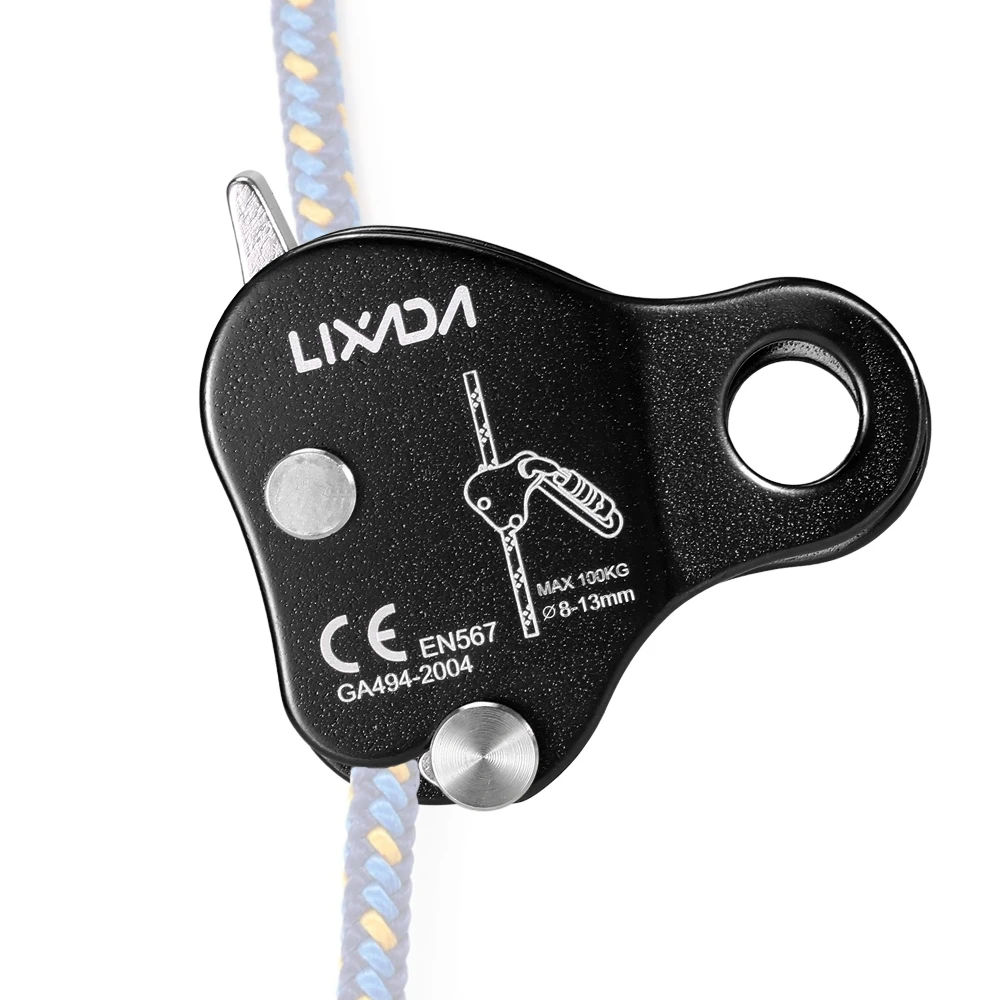 Lixada Climbing Ascender Arborist Climbing Rope Protection Belay Device Grip Outdoor Climbing Rigging 8-13MM Mountain Climbing