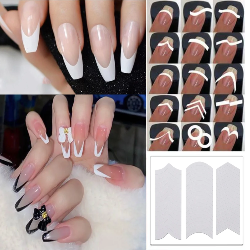 3D nail art sticker white slim wave polish smile strips Frentch style nail accesoires nail seal lines YJ067