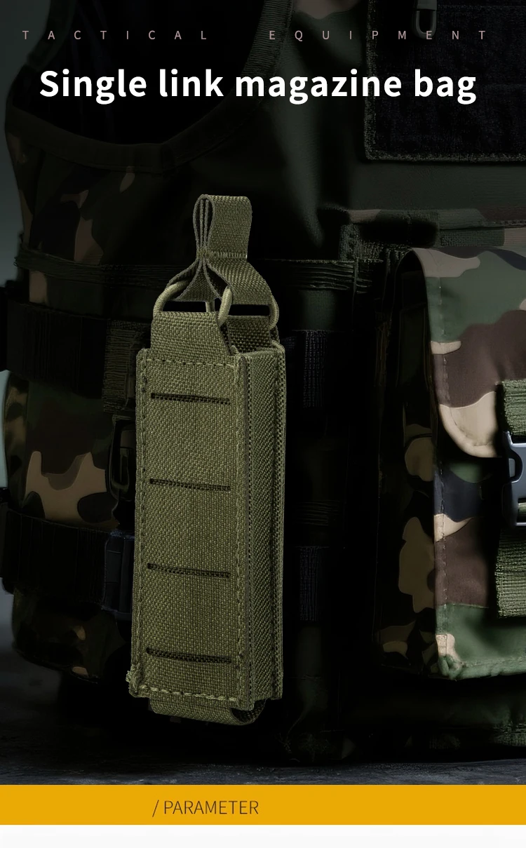 Nylon 9mm Magazintasche 1000D Lasergeschnitten Leichtgewicht Einzelne Molle Taktische EDC-Taschen Rucksack Weste Jagdzubehör – Detail 8
