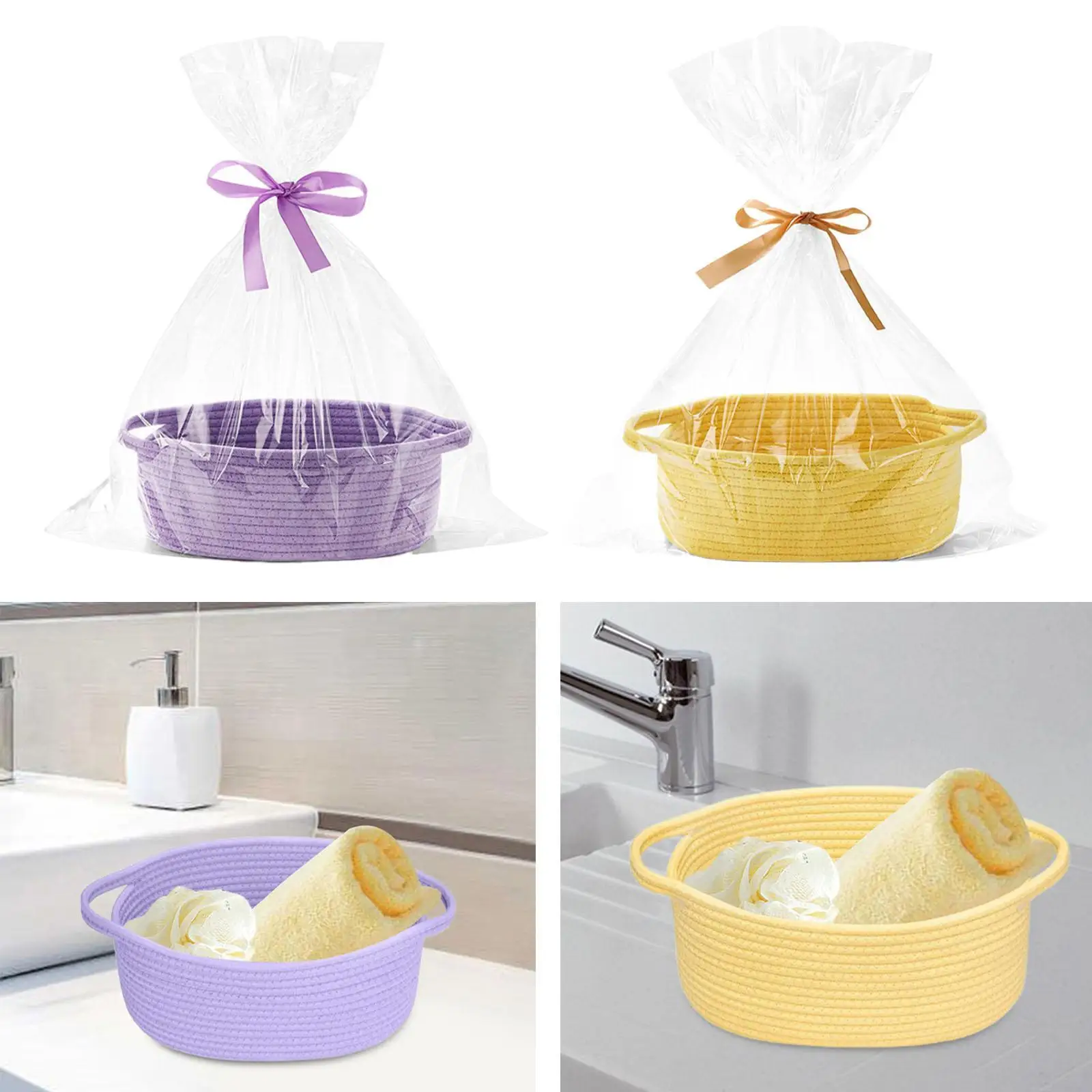 

Small Woven Basket Pet Toy Basket 12.2''x8.27''x5.12'' Gift Basket Chest Box with Gift Bag and Ribbon for Decoration Storage