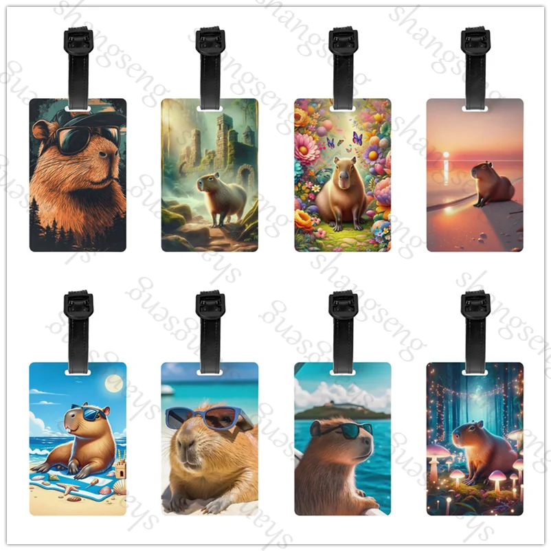

Funny Capybara Print 1pcs Security Luggage Tag PVC Suitcase Label Business Card Holder/Travel Document Label Tie-dyed