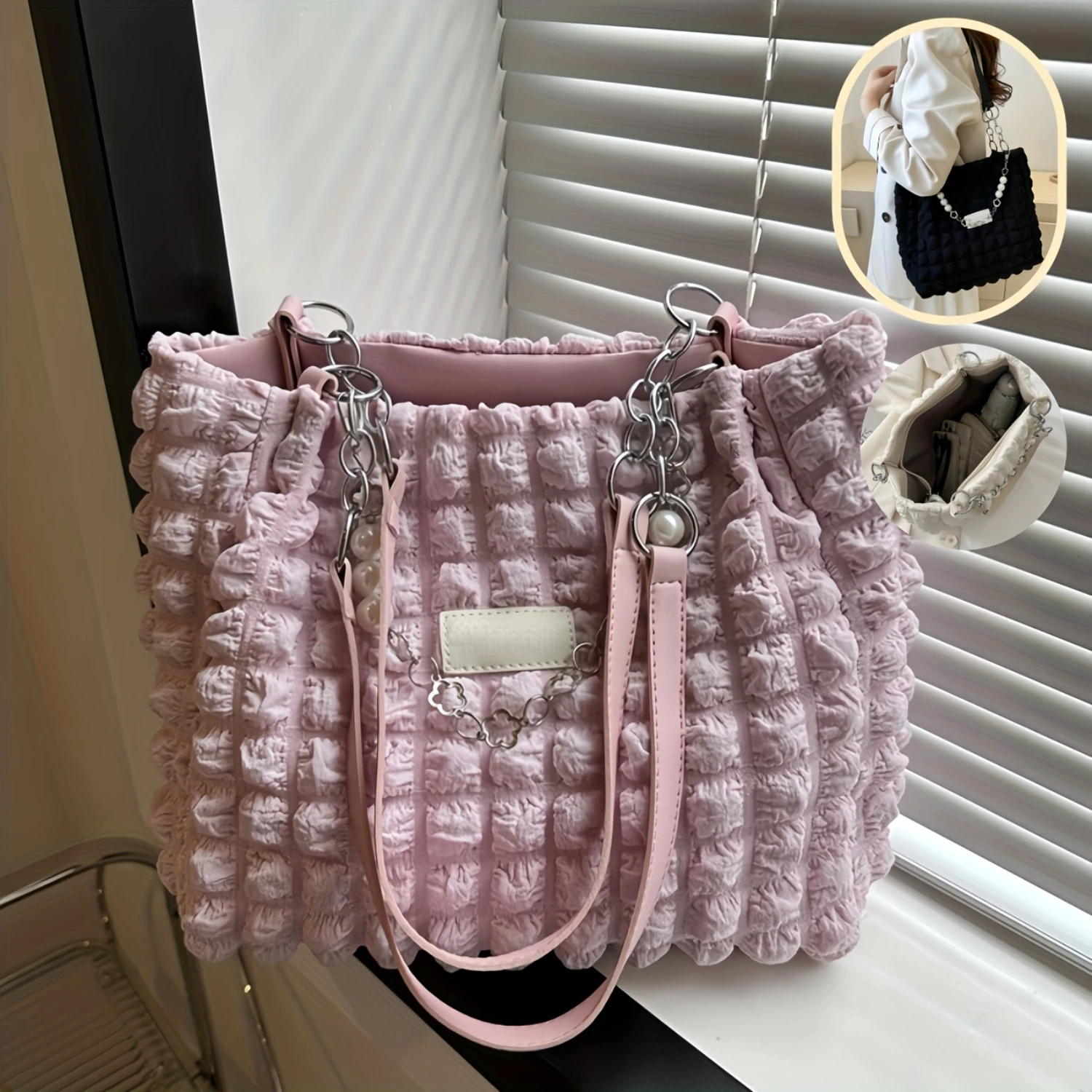

Bubble Shoulder Bag Cloud Ruched Tote Aesthetic Handbag Women Fashion