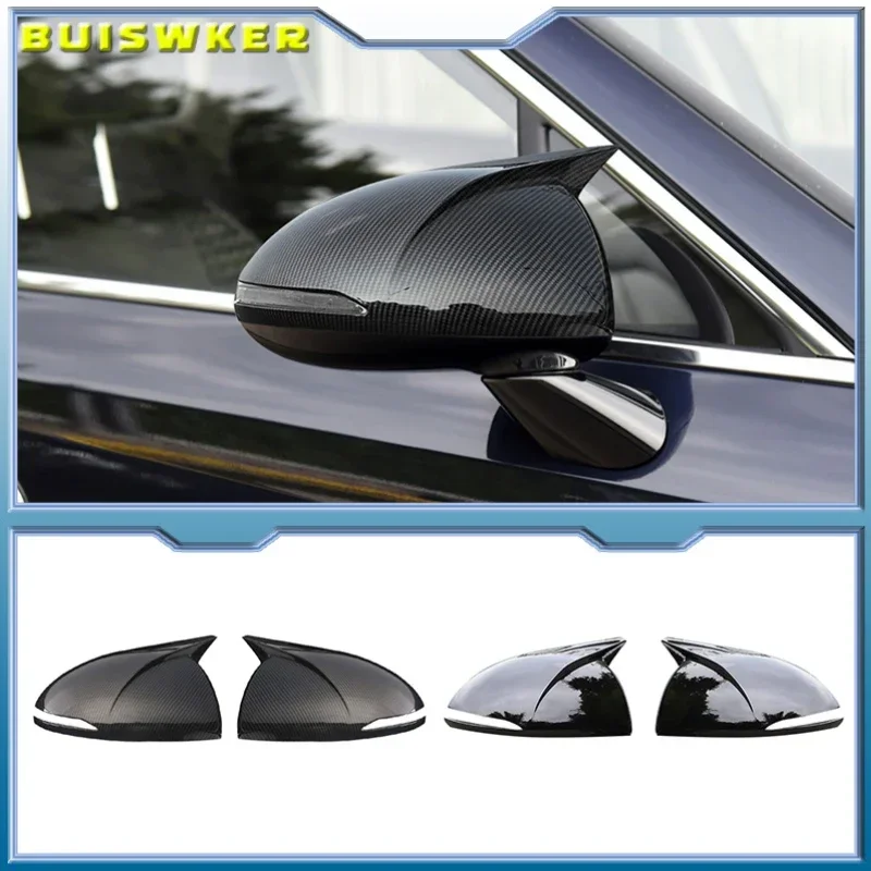 

2PCS Mirror Covers Caps RearView Mirror Case Cover For Hyundai Sonata DN8 2020 2021 Carbon Bright Black Cover car accessory