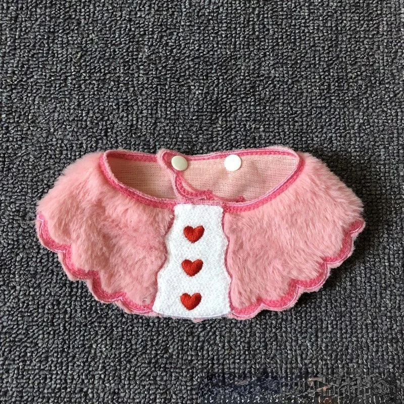 Ins Dog Velvet Heart-shaped Embroidered Pet Cat Cute Scarf Dog Drool Towel Christmas and New Year Holiday Bib Puppy Accessories