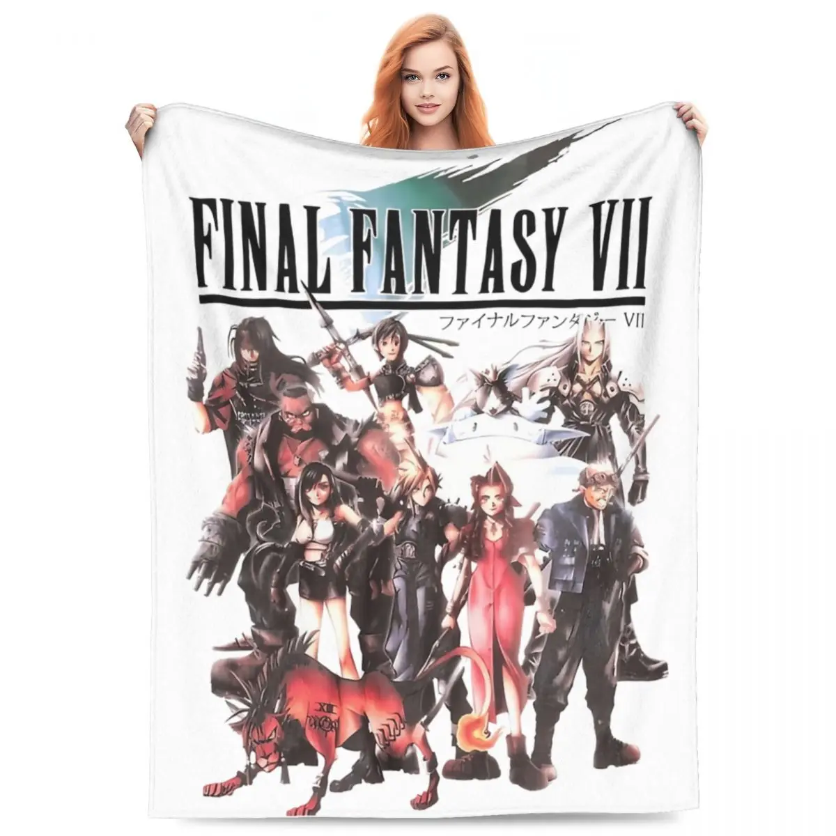 Cozy Final Fantasy VII Character Blanket Sofa Decorative Funny Video Games Blanket Throw Lightweight Thin Flannel for Bedroom