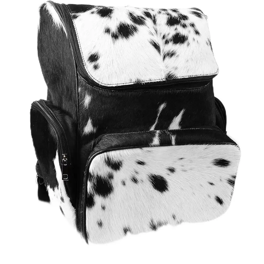 

Print Hair Diaper Bag Leather Backpack Rucksack Knapsack Shoulder Travel Bag Black amp White