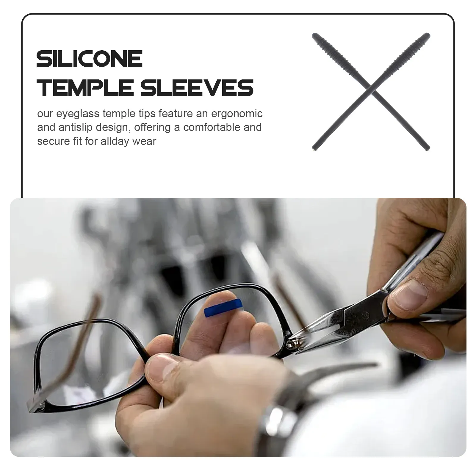 Silicone Eyeglass Temple Tips 10 Pack Anti Slip Soft Replacement Sleeves for Glasses Sports Outdoor Travel