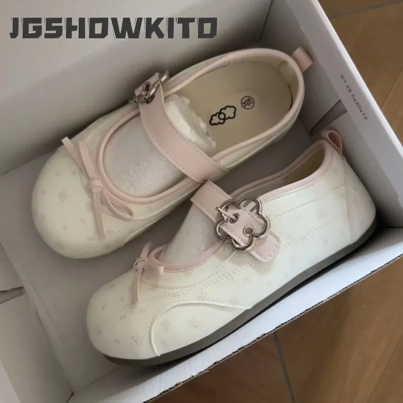 JGSHOWKITO Girls Mary Jane Shoes Cute Floral Print Children Leather Shoes Soft Non-slip Kids Princess School Dress Flat Shoes