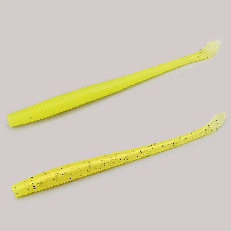 LUREHOLIC 3.8" 10cm 2g 20pcs Preda Worm Flat Tail Worm Soft Baits for Bass Lure Fishing Drop Shot Neko Rig etc. Sinking Slim view 6