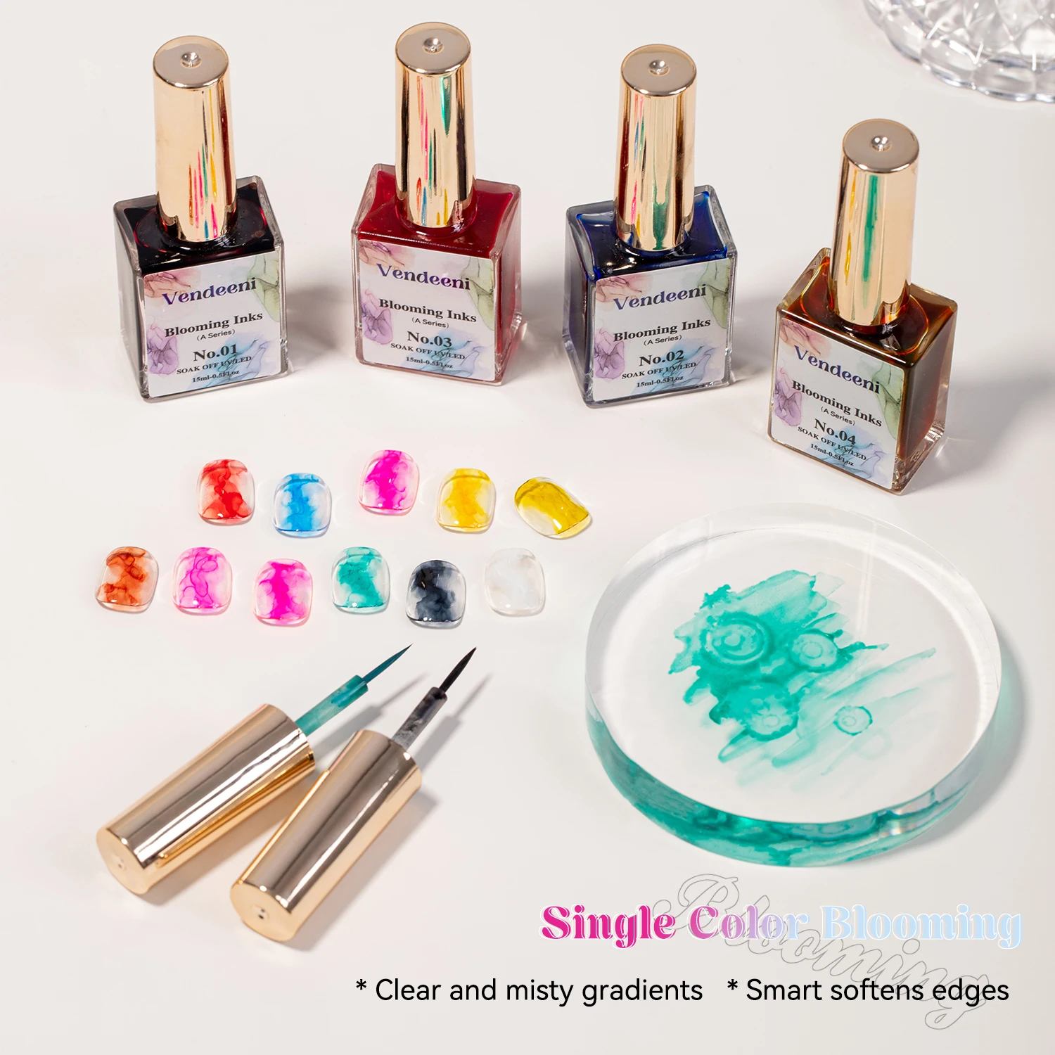 Vendeeni Professional Custom Nail Art Salon 12 Colors Marble Ink Alcohol TPO HEMA FREE OEM Custom Water Blooming Gel Polish Set
