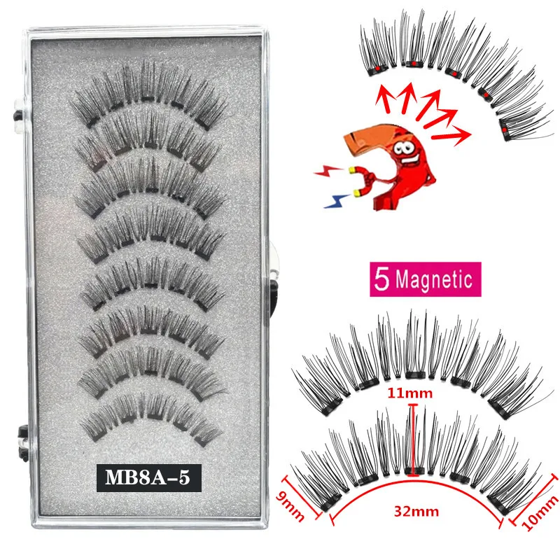 4 pairs 3D Natural Magnetic Eyelashes With 5 Magnetic Lashes Reusable Magnetic False Eyelashes Makeup Set cosmetic tool