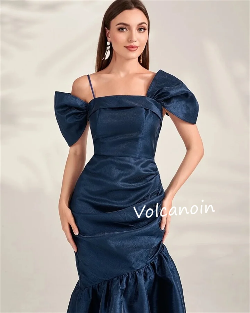 Вечерние платья миди с открытыми плечами и складками из шармезы по индивидуальному заказу, элегантные, высокое качество