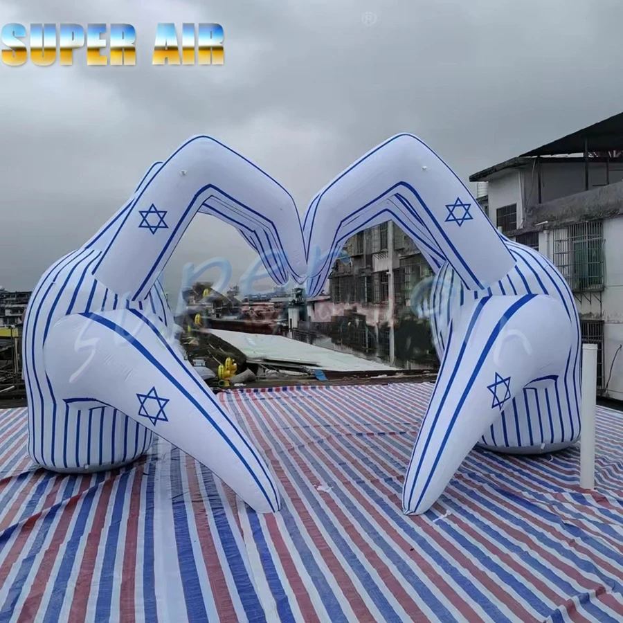 Arco inflable modelo de mano vívida de diseño innovador con iluminación LED colorida para fondo de escenario