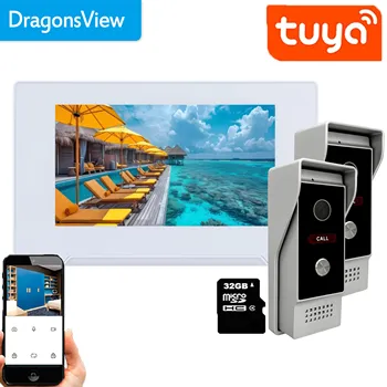 Dragonsview 1080P 7-calowy bezprzewodowy inteligentny wideodomofon Tuya Wi-Fi do domu Rejestracja dostępu do drzwi Odblokowanie ruchu IR