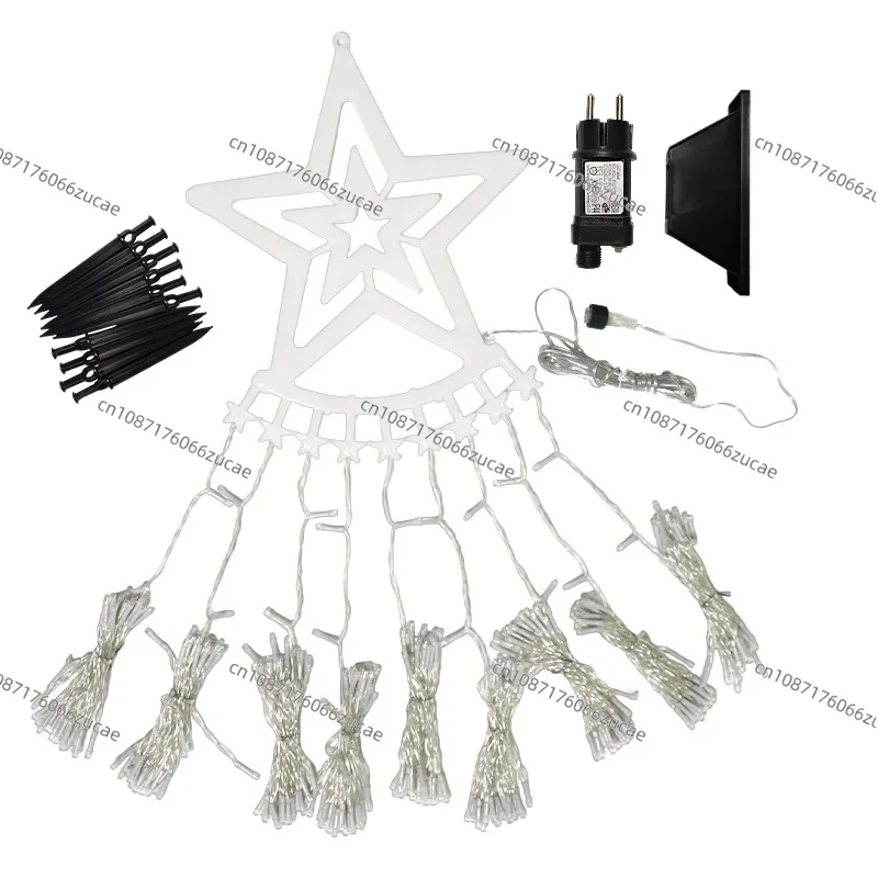 LED Christmas Tree Light String Pentagram Waterfall Light Courtyard Decoration New Year's Arrangement Lanterns Ambient Light
