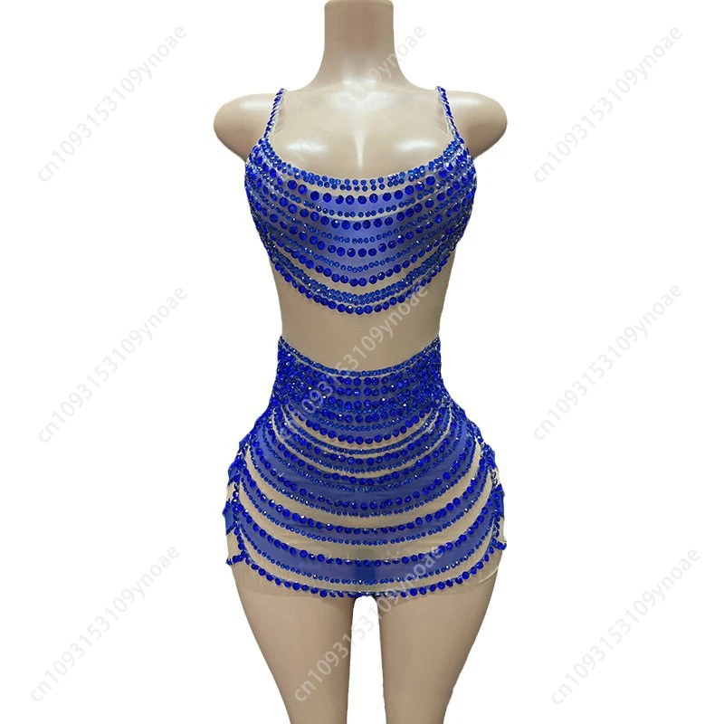 Retro Diamond Studded Hip Skirt Sexy Women Short Skirt Suspender Dresses European American Hot Style Party Nightclub Fashion