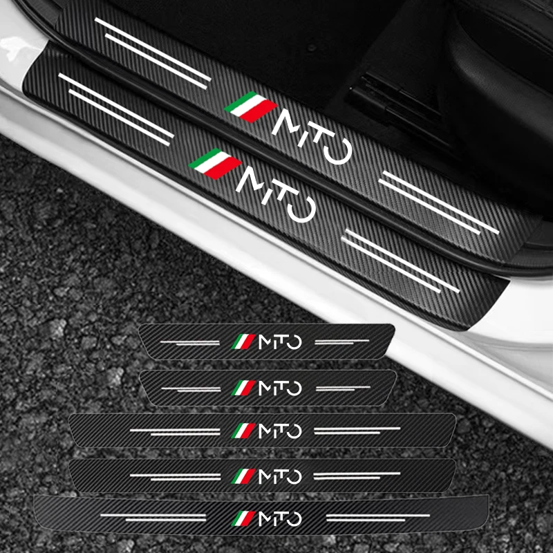

For Alfa Romeo MITO Logo Carbon fiber pattern car door sill Threshold trunk tail door Protector stickers paster auto accessories
