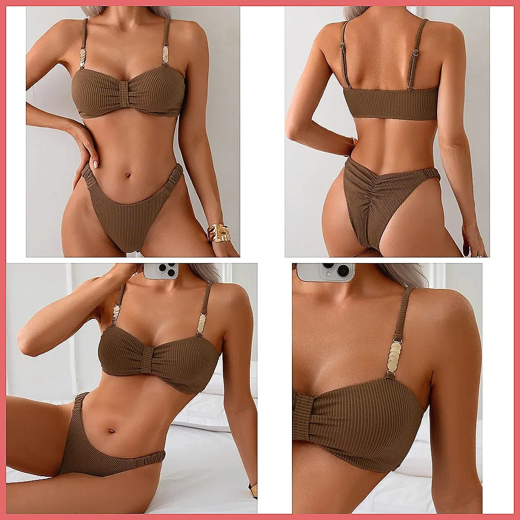 

Сексуальный комплект бикини пуш-ап – однотонный бразильский купальник для женщин, пляжный купальный костюм с высокой талией (Количество символов: 78)