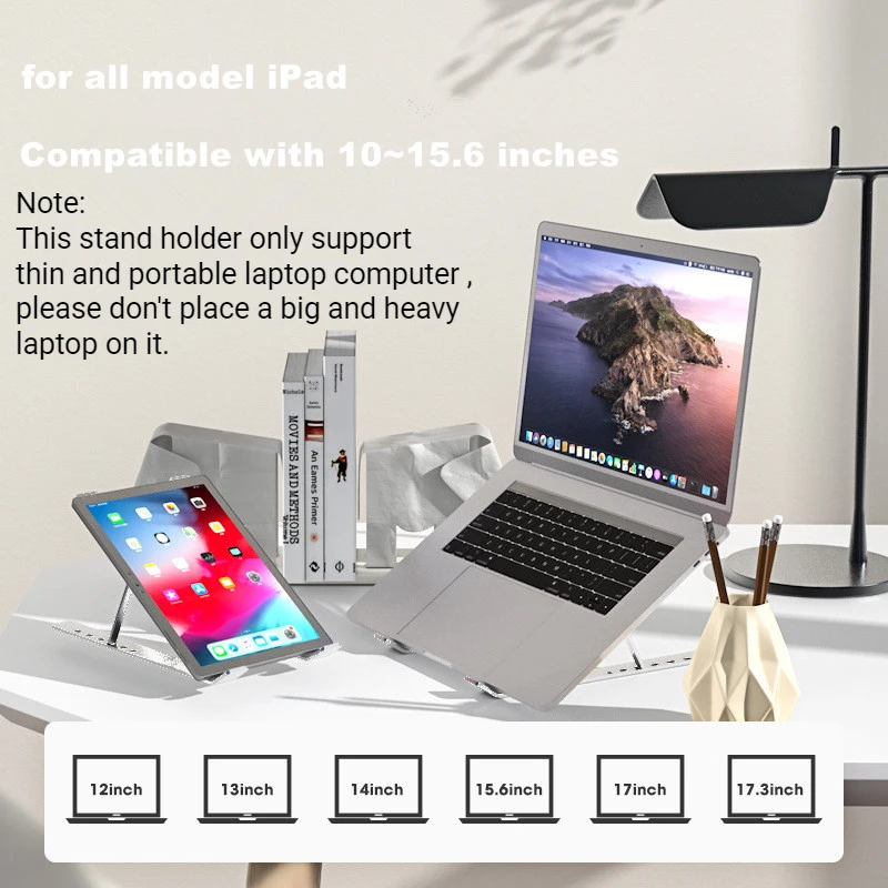 1pc Foldable Laptop Stand ABS Plastic Tablet Holder Portable Laptop Tablet Stand Holder Rack Computer Support