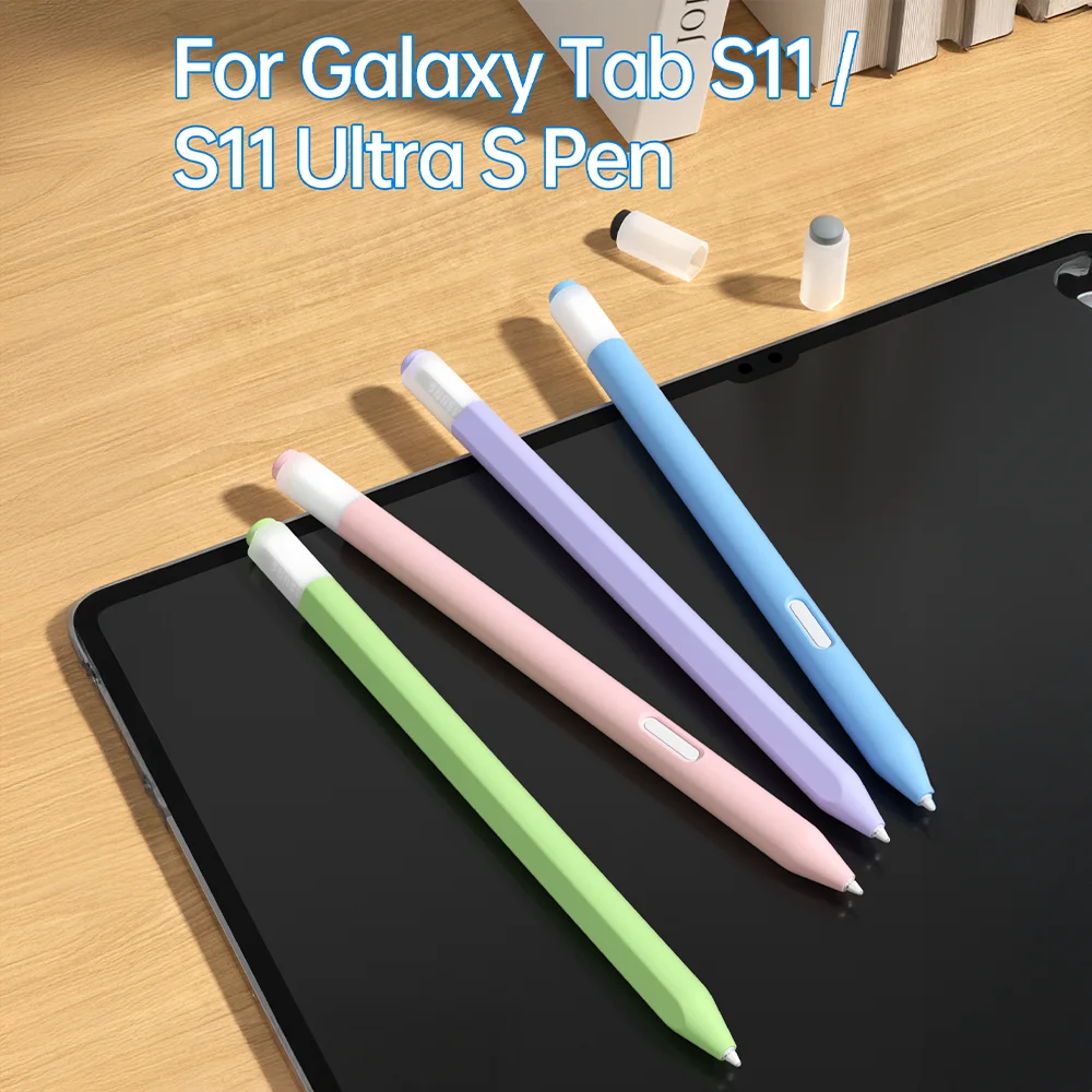 

Pencil Case Silicone Tablet Stylus Protection Case Solid Color Shockproof Cover for Samsung Galaxy S11 Ultra S Pen S11 Cases