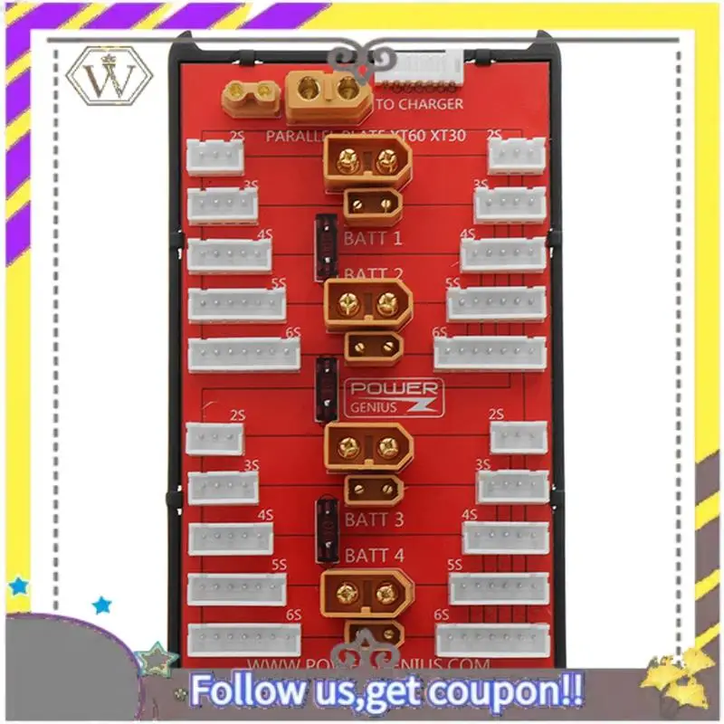 New 1 PCS 2-IN-1 XT30 XT60 Parallel Charging Board Red Plastic Supports 4 Packs 2-6S Lipo Battery For RC Models Multicopter Part