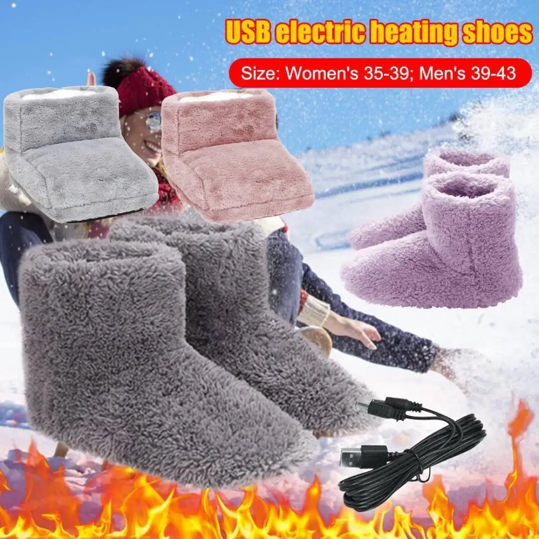 

Non-Slip Women Men Rechargeable Foot Warmer USB Electric Heated Shoes Winter Warm Snow Boots House Shoes for Outdoor Skiing