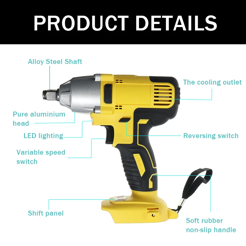 18V Cordless Electric Screwdriver Speed Brushless Impact Wrench 6000 N.m Rechargable Drill Driver+ LED Light For Makita Battery