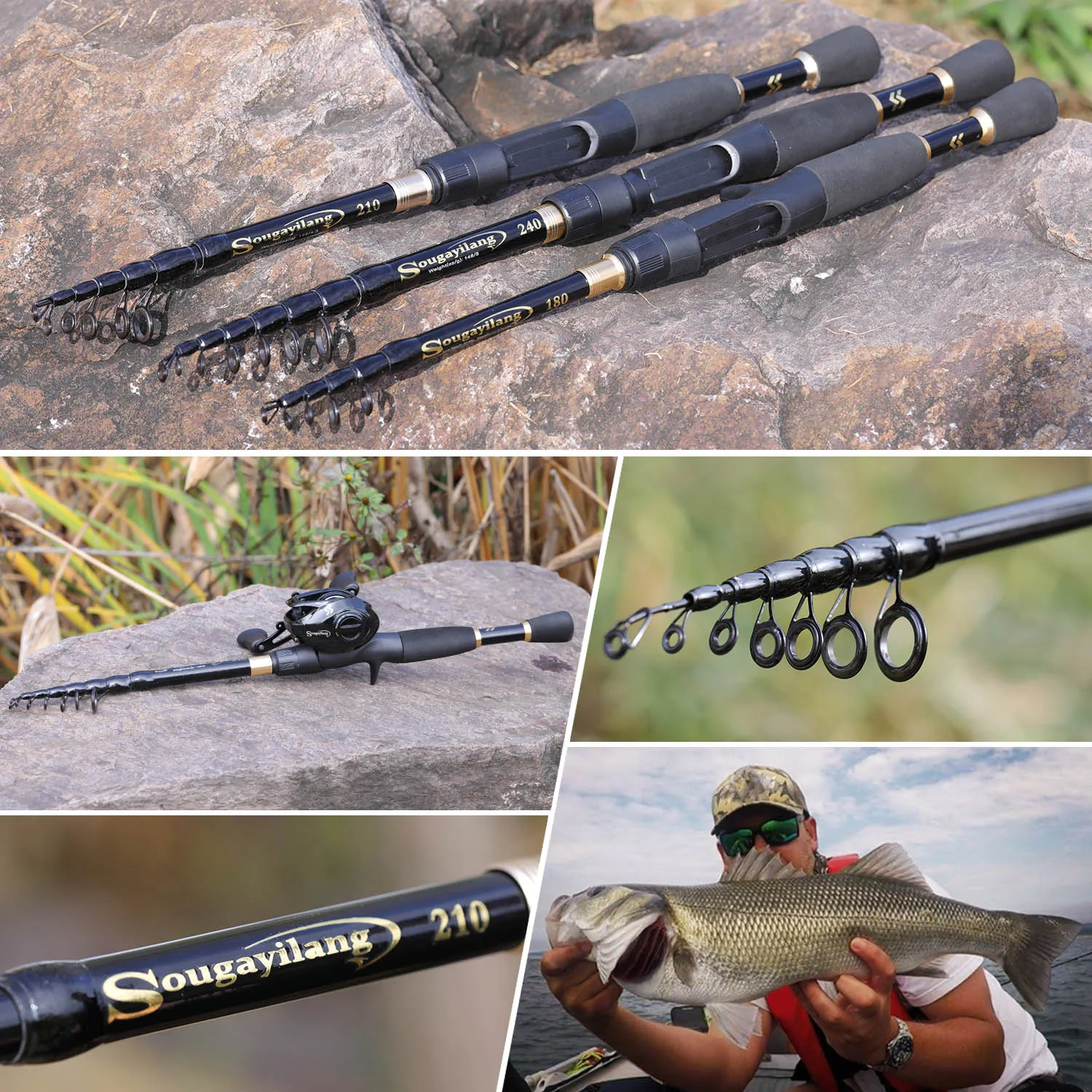 Sougayilang Telescopic Fishing Rod 1.8-2.4m  Ultralight  Spinning/Casting Rod for Fishing Carbon Fiber Fishing Pole Tackle Pesca image 6