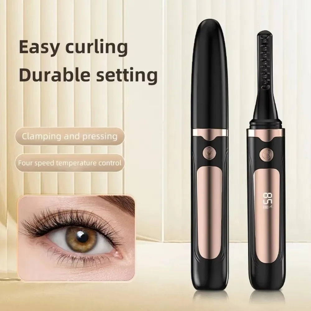 Anti-scald Heated Eyelash Curler Rechargeable Fast Heat Up Electric Eyelash Curler with LED Display 4 Temperature Modes