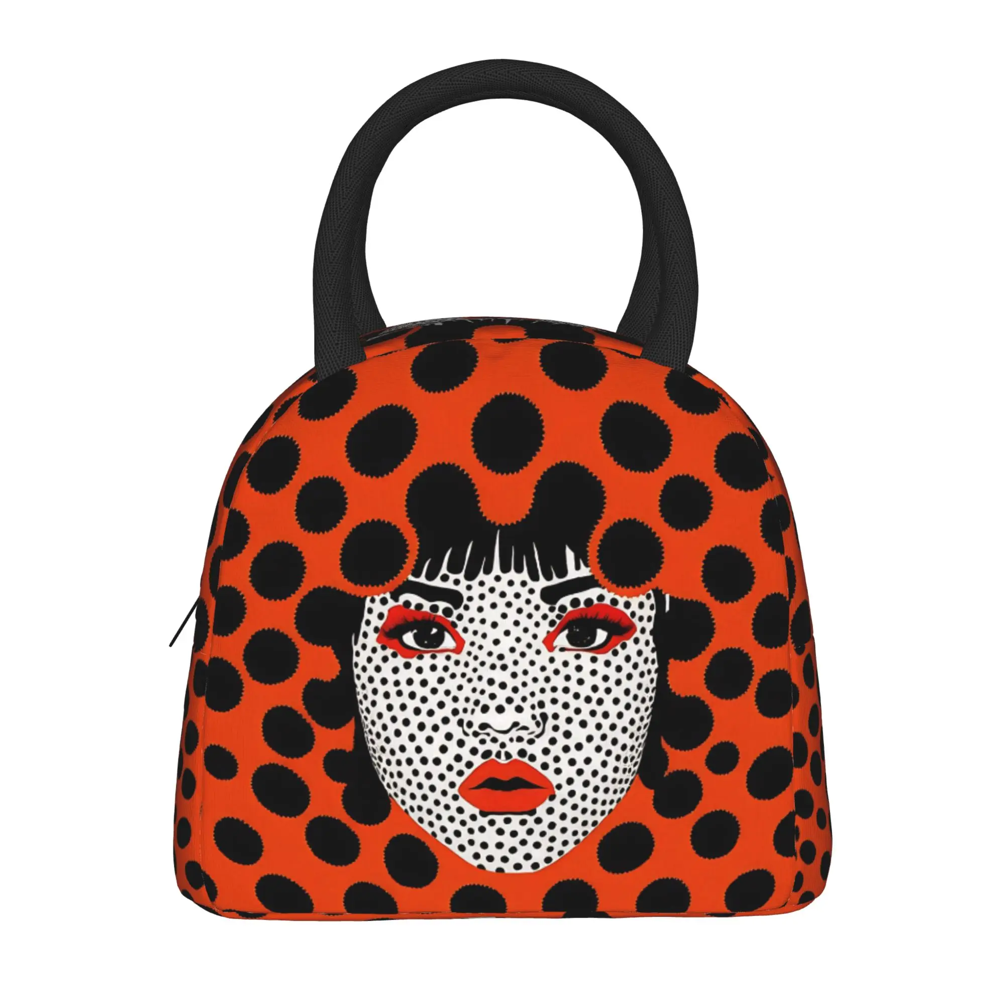 Yayoi Kusama Abstract Face Lunch Bag Japanese Artist Portable Lunch Box Men Travel Cooler Bag Oxford Thermal Tote Handbags